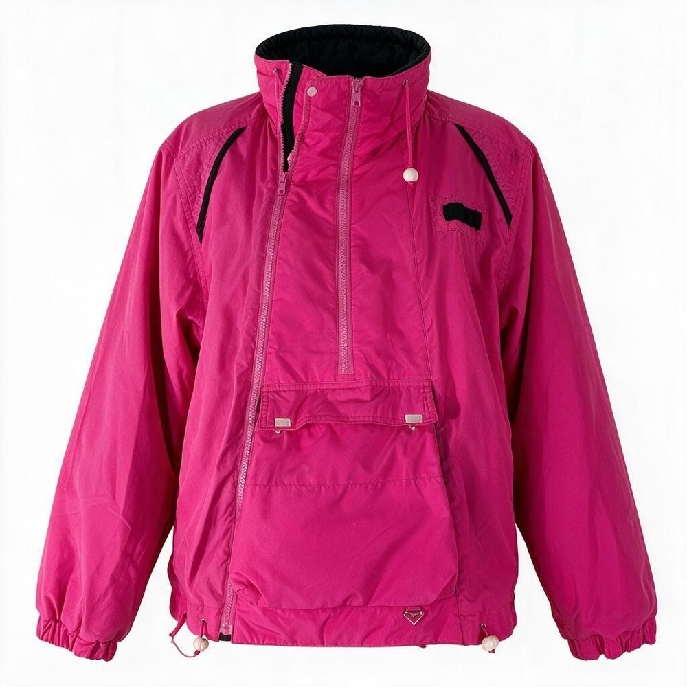 Vintage Obermeyer Rachelle Ski Jacket Hot Pink Neon Anorak Pullover Women's 14